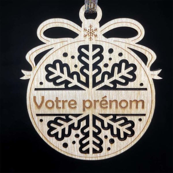 Boule de Noël FLOCON DE NEIGE avec prénom personnalisé
